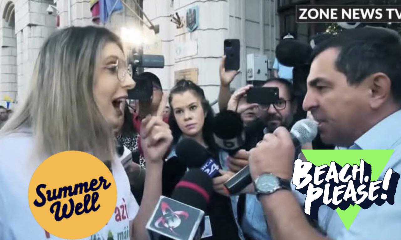 Dana Buzaianu si un protestatar din sindicatul Romsilva